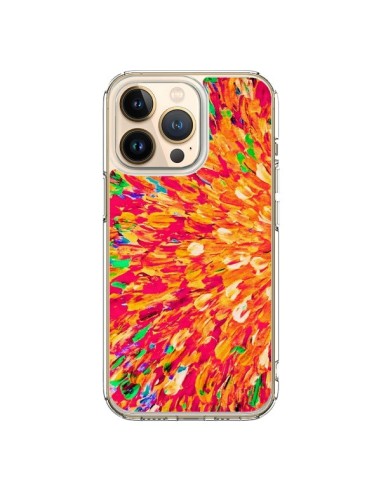 Coque iPhone 13 Pro Fleurs Oranges Neon Splash - Ebi Emporium