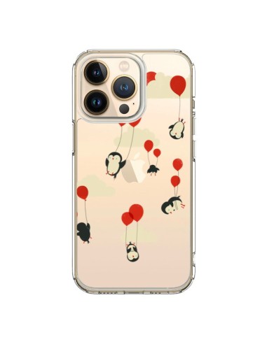 Coque iPhone 13 Pro Pingouin Ciel Ballons Transparente - Jay Fleck