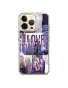 Coque iPhone 13 Pro I love New Yorck City violet - Javier...
