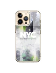 Coque iPhone 13 Pro I Love New York City Gris Vert -...