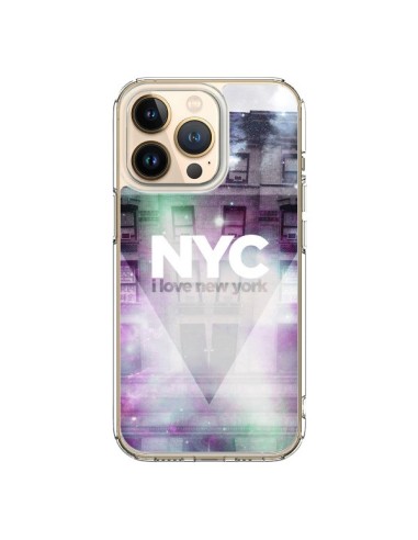 Coque iPhone 13 Pro I Love New York City Violet Vert - Javier Martinez