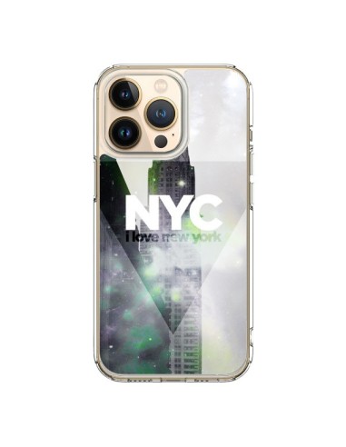 Coque iPhone 13 Pro I Love New York City Gris Violet Vert - Javier Martinez