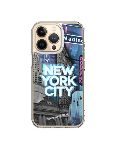 Coque iPhone 13 Pro New York City Buildings Bleu - Javier Martinez