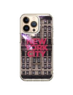 Coque iPhone 13 Pro New York City Buildings Rouge -...