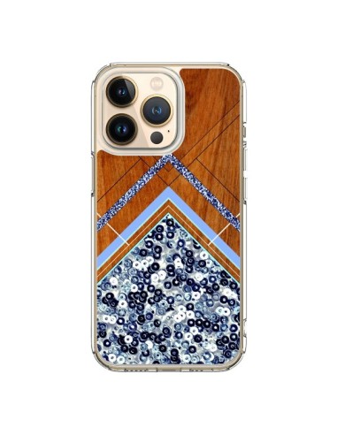 iPhone 13 Pro Case Sequin Geometry Wood Aztec Tribal - Jenny Mhairi