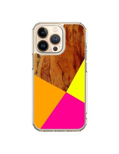 Coque iPhone 13 Pro Wooden Colour Block Bois Azteque Aztec Tribal - Jenny Mhairi