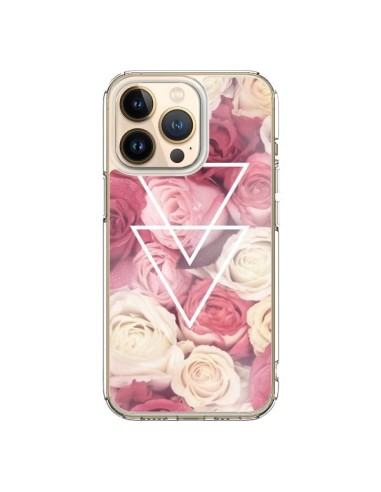 Coque iPhone 13 Pro Roses Triangles Fleurs - Jonathan Perez