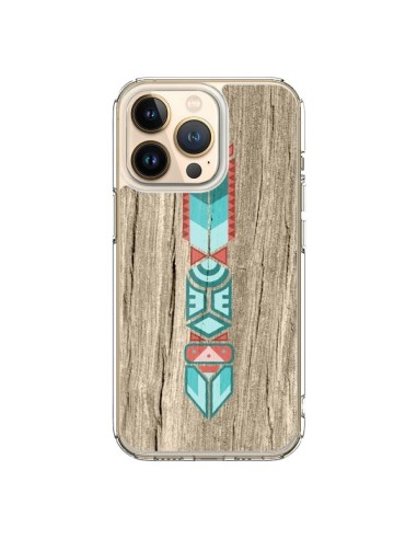 Coque iPhone 13 Pro Totem Tribal Azteque Bois Wood - Jonathan Perez