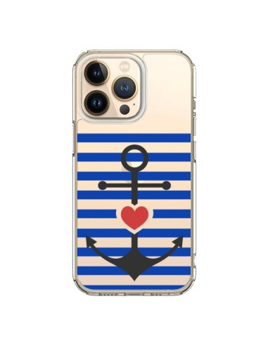 Coque iPhone 13 Pro Mariniere Ancre Marin Coeur Transparente - Jonathan Perez