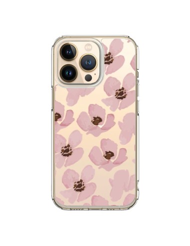 iPhone 13 Pro Case Flowers Pink Clear - Dricia Do