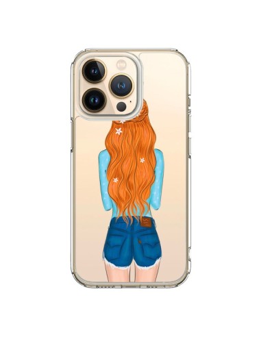 iPhone 13 Pro Case Red Hair Don't Care Capelli Rossi Clear - kateillustrate