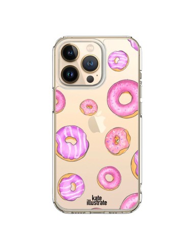 Coque iPhone 13 Pro Pink Donuts Rose Transparente - kateillustrate