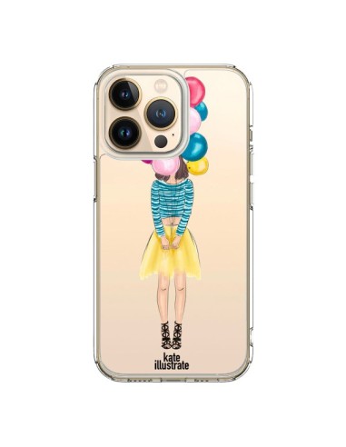 iPhone 13 Pro Case Girl Ballons Clear - kateillustrate