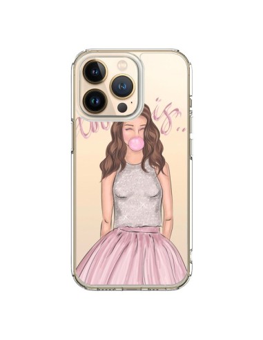 Cover iPhone 13 Pro Bubble Girl Tiffany Rosa Trasparente - kateillustrate