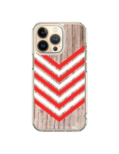 Coque iPhone 13 Pro Tribal Aztèque Bois Wood Flèche Rouge Blanc - Laetitia