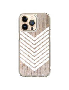 Coque iPhone 13 Pro Tribal Aztèque Bois Wood Flèche Blanc...