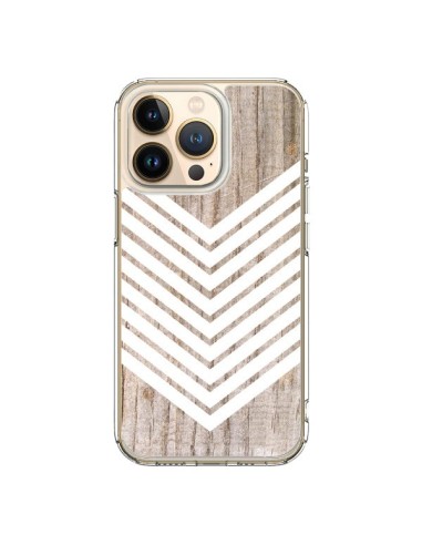 Coque iPhone 13 Pro Tribal Aztèque Bois Wood Flèche Blanc - Laetitia