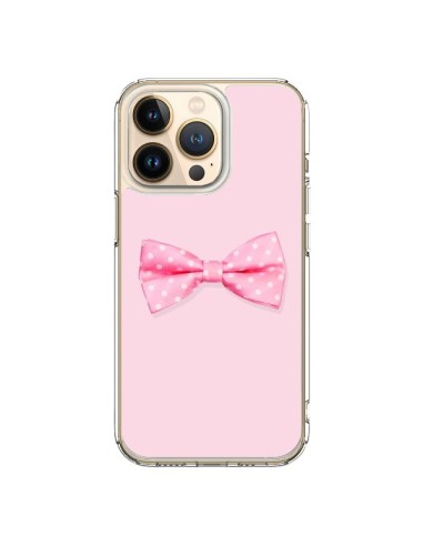 Coque iPhone 13 Pro Noeud Papillon Rose Girly Bow Tie - Laetitia