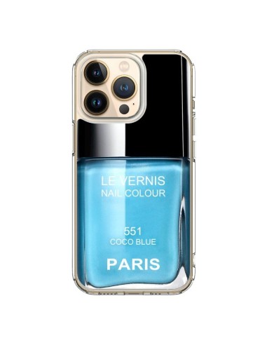 Coque iPhone 13 Pro Vernis Paris Coco Blue Bleu - Laetitia