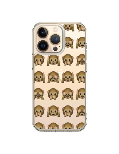 Cover iPhone 13 Pro Emoji Scimmia Trasparente - Laetitia