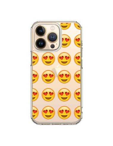 Cover iPhone 13 Pro Amore Sorriso Emoji Trasparente - Laetitia