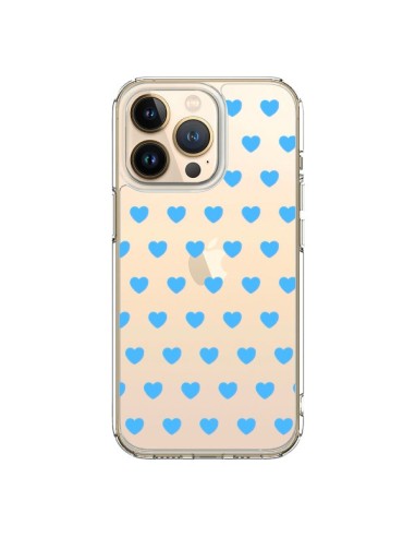 Coque iPhone 13 Pro Coeur Heart Love Amour Bleu Transparente - Laetitia