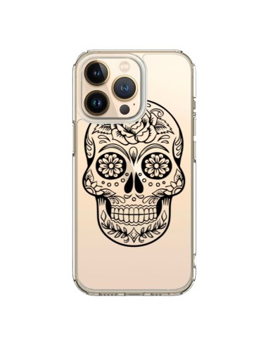 Coque iPhone 13 Pro Tête de Mort Mexicaine Noir Transparente - Laetitia