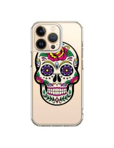 Cover iPhone 13 Pro Teschio Messicano Fiori Trasparente -...