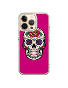 Coque iPhone 13 Pro Tête de Mort Mexicaine Rose Fushia -...