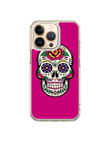 Coque iPhone 13 Pro Tête de Mort Mexicaine Rose Fushia - Laetitia