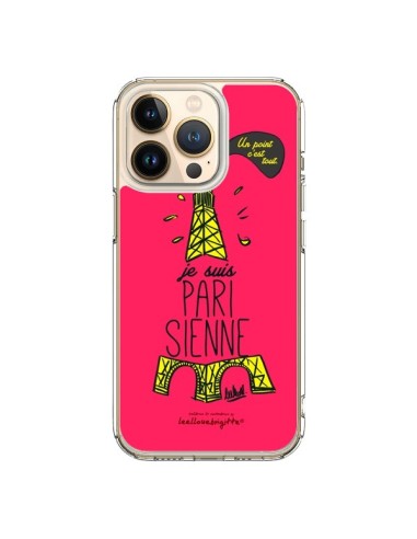 Coque iPhone 13 Pro Je suis Parisienne La Tour Eiffel Rose - Leellouebrigitte