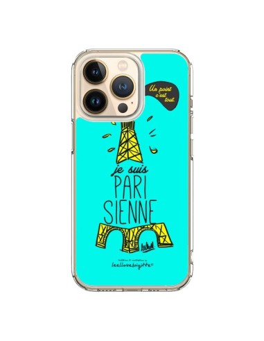 Coque iPhone 13 Pro Je suis Parisienne La Tour Eiffel Bleu - Leellouebrigitte