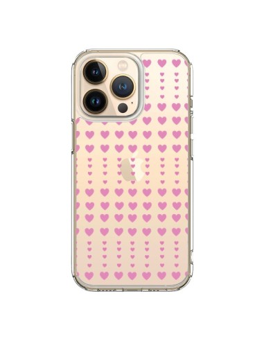 Coque iPhone 13 Pro Coeurs Heart Love Amour Rose Transparente - Petit Griffin