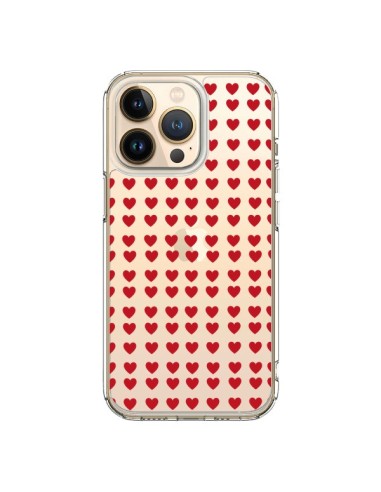 Coque iPhone 13 Pro Coeurs Heart Love Amour Red Transparente - Petit Griffin