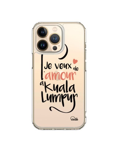 Coque iPhone 13 Pro Je veux de l'amour à Kuala Lumpur Transparente - Lolo Santo