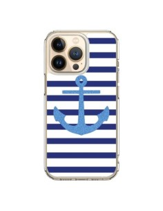 Coque iPhone 13 Pro Ancre Voile Marin Navy Blue - Mary...