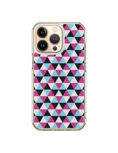 Cover iPhone 13 Pro Triangolo Azteco Rosa Blu Grigio - Mary Nesrala