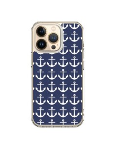 Coque iPhone 13 Pro Ancre Marin Bleu Anchors Navy - Mary...