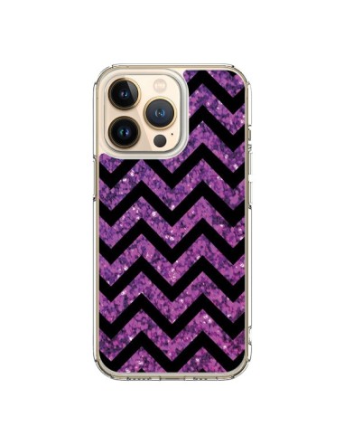 Coque iPhone 13 Pro Chevron Purple Sparkle Triangle Azteque - Mary Nesrala