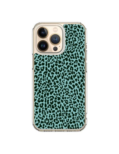 Coque iPhone 13 Pro Leopard Turquoise Neon - Mary Nesrala