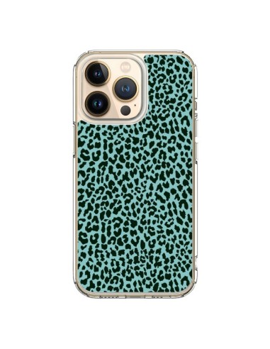 Coque iPhone 13 Pro Leopard Turquoise Neon - Mary Nesrala