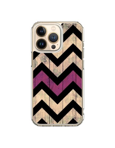 Coque iPhone 13 Pro Chevron Vintage Bois Wood - Mary Nesrala