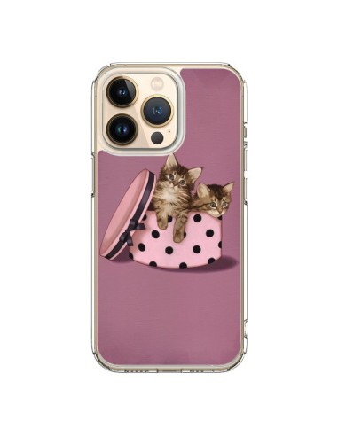 Coque iPhone 13 Pro Chaton Chat Kitten Boite Pois - Maryline Cazenave