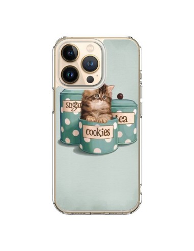 Coque iPhone 13 Pro Chaton Chat Kitten Boite Cookies Pois - Maryline Cazenave