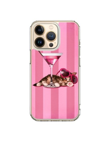 Coque iPhone 13 Pro Chaton Chat Kitten Cocktail Lunettes Coeur - Maryline Cazenave