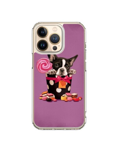 Coque iPhone 13 Pro Chien Dog Boite Noeud Papillon Pois Bonbon - Maryline Cazenave