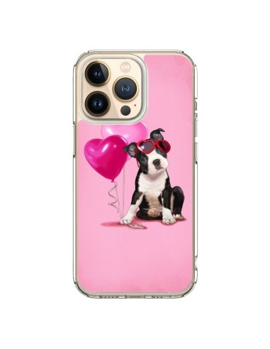 Coque iPhone 13 Pro Chien Dog Ballon Lunettes Coeur Rose - Maryline Cazenave