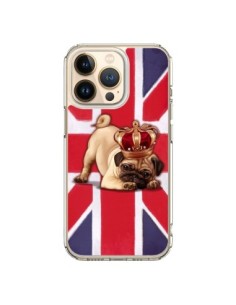 Cover iPhone 13 Pro Cane Inglese UK British Queen King...