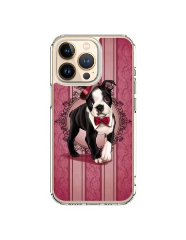 Cover iPhone 13 Pro Cane Gentleman Papillon Cappello - Maryline Cazenave