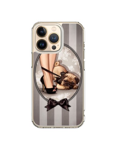 Cover iPhone 13 Pro Lady Nero Papillon Cane Luxe - Maryline Cazenave